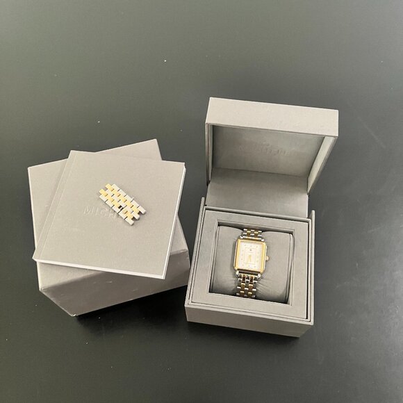 MICHELE Watch Deco Mid Diamond Dial Bracelet Watch Two-tone Gold Silver - Picture 9 of 9